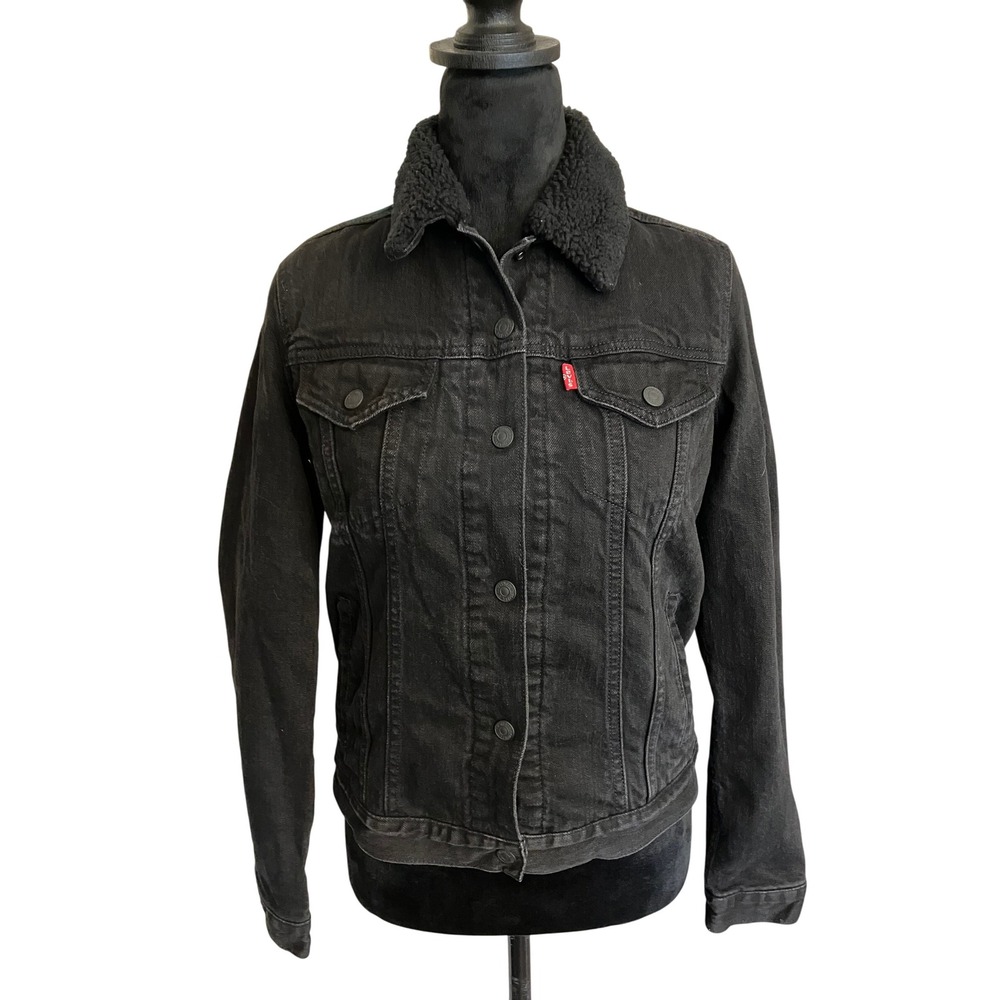 Levi's Black Jean Jacket with Sherpa Collar